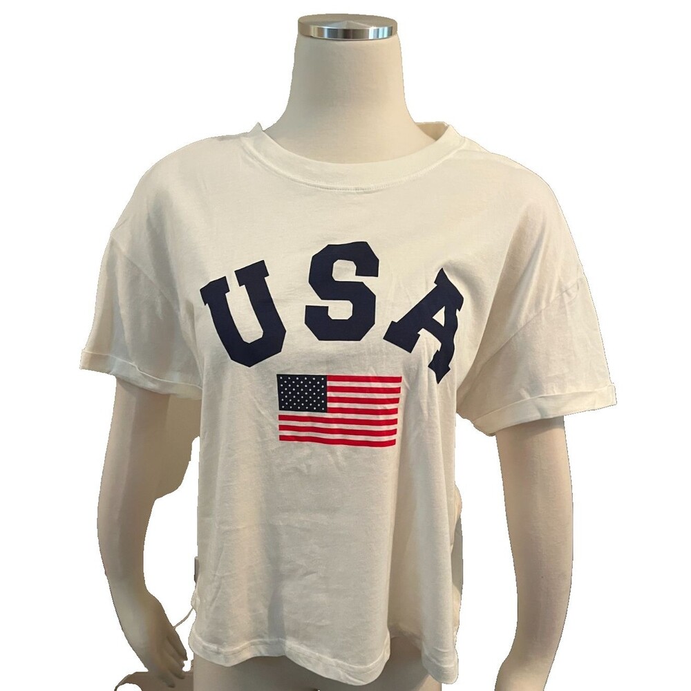 NWT USA Medium Women's Shirt America July 4th Short Sleeve